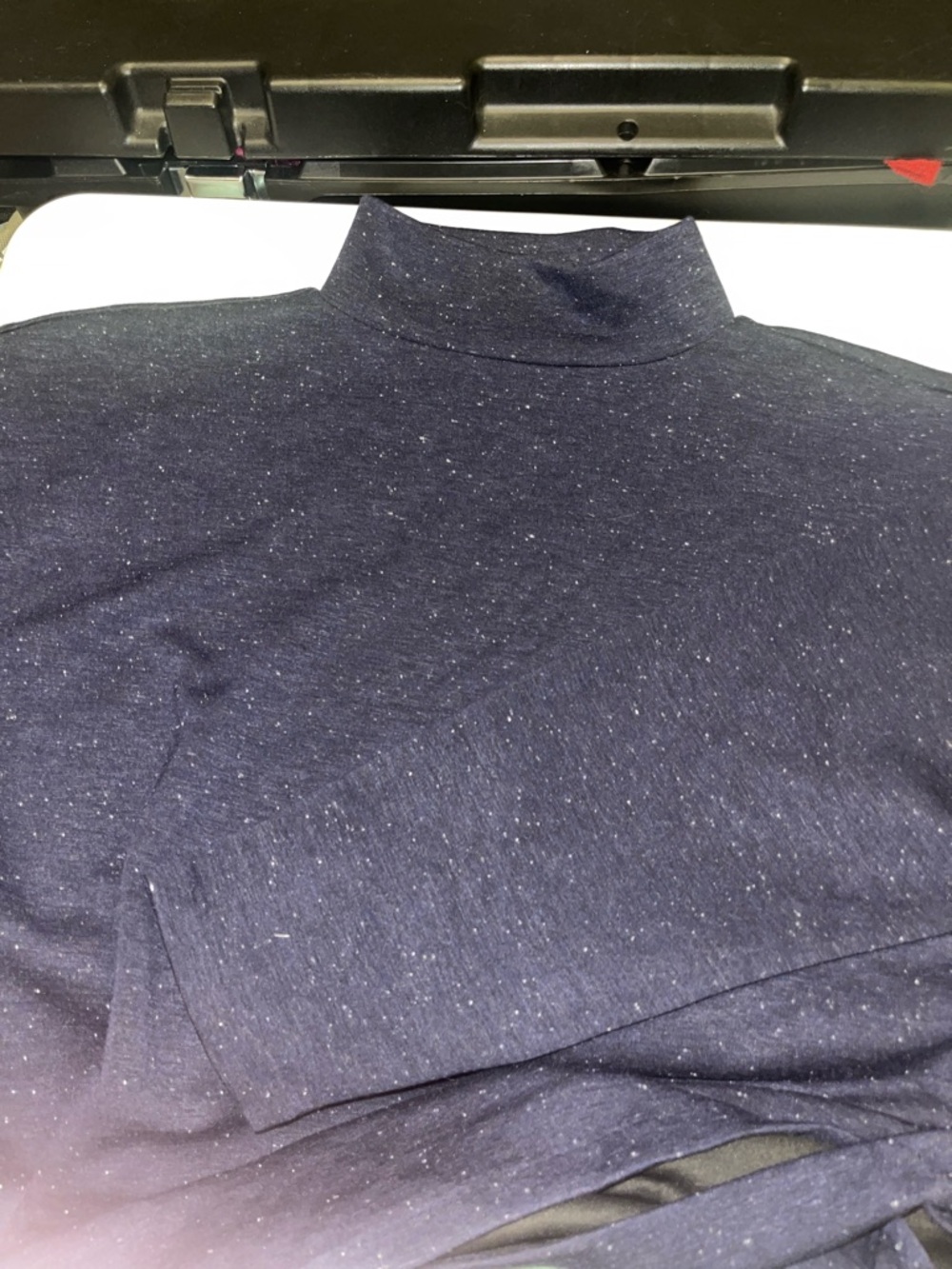 Women's Navy Speckled Mock Neck top